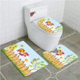 thumbnail image 1 of PUDMAD Farm House Border Rooster Tree Butterfly and Flowers in Summer Kids 3 Piece Bathroom Rugs Set Bath Rug Contour Mat and Toilet Lid Cover, 1 of 2