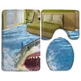 thumbnail image 1 of PUDMAD Fashion Shark 3 Piece Bathroom Rugs Set Bath Rug Contour Mat and Toilet Lid Cover, 1 of 2