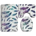 thumbnail image 1 of PUDMAD Feather 3 Piece Bathroom Rugs Set Bath Rug Contour Mat and Toilet Lid Cover, 1 of 2