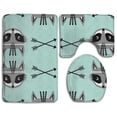 thumbnail image 1 of PUDMAD Feather Raccoon Southwest Tribal Arrow 3 Piece Bathroom Rugs Set Bath Rug Contour Mat and Toilet Lid Cover, 1 of 2
