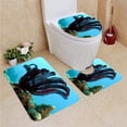 thumbnail image 1 of PUDMAD Feather Star 3 Piece Bathroom Rugs Set Bath Rug Contour Mat and Toilet Lid Cover, 1 of 2