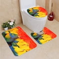 thumbnail image 1 of PUDMAD Feathers 3 Piece Bathroom Rugs Set Bath Rug Contour Mat and Toilet Lid Cover, 1 of 2