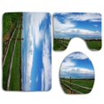 thumbnail image 1 of PUDMAD Fence 3 Piece Bathroom Rugs Set Bath Rug Contour Mat and Toilet Lid Cover, 1 of 2