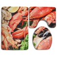 thumbnail image 1 of PUDMAD Fine Selection Crustacean Dinner Lobster Crab Jumbo Shrimps Oysters Dark 3 Piece Bathroom Rugs Set Bath Rug Contour Mat and Toilet Lid Cover, 1 of 2