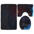 thumbnail image 1 of PUDMAD Fire Eyes Cool Wolf 3 Piece Bathroom Rugs Set Bath Rug Contour Mat and Toilet Lid Cover, 1 of 2