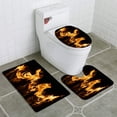 thumbnail image 1 of PUDMAD Fire Flames on Black 3 Piece Bathroom Rugs Set Bath Rug Contour Mat and Toilet Lid Cover, 1 of 2