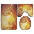 thumbnail image 1 of PUDMAD Fire Roar Lion 3 Piece Bathroom Rugs Set Bath Rug Contour Mat and Toilet Lid Cover, 1 of 2