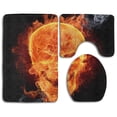 thumbnail image 1 of PUDMAD Fire Skull 3 Piece Bathroom Rugs Set Bath Rug Contour Mat and Toilet Lid Cover, 1 of 2