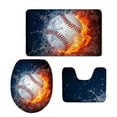 thumbnail image 1 of PUDMAD Fire Water Baseball 3 Piece Bathroom Rugs Set Bath Rug Contour Mat and Toilet Lid Cover, 1 of 2