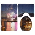 thumbnail image 1 of PUDMAD Fireworks Displayenglish Bay Vancouver 3 Piece Bathroom Rugs Set Bath Rug Contour Mat and Toilet Lid Cover, 1 of 2