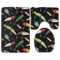 thumbnail image 1 of PUDMAD Fishing Lure 3 Piece Bathroom Rugs Set Bath Rug Contour Mat and Toilet Lid Cover, 1 of 2