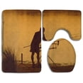 thumbnail image 1 of PUDMAD Fishing Man 3 Piece Bathroom Rugs Set Bath Rug Contour Mat and Toilet Lid Cover, 1 of 2