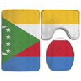 thumbnail image 1 of PUDMAD Flag Comoros 3 Piece Bathroom Rugs Set Bath Rug Contour Mat and Toilet Lid Cover, 1 of 2
