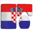 thumbnail image 1 of PUDMAD Flag Croatia 3 Piece Bathroom Rugs Set Bath Rug Contour Mat and Toilet Lid Cover, 1 of 2