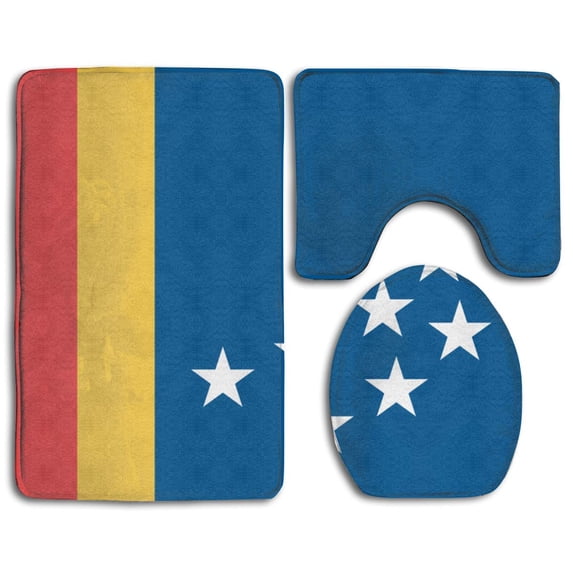 PUDMAD Flag Durham 3 Piece Bathroom Rugs Set Bath Rug Contour Mat and Toilet Lid Cover