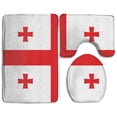 thumbnail image 1 of PUDMAD Flag Georgia 3 Piece Bathroom Rugs Set Bath Rug Contour Mat and Toilet Lid Cover, 1 of 2