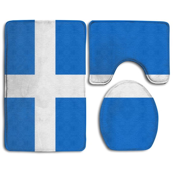 PUDMAD Flag Shetland 3 Piece Bathroom Rugs Set Bath Rug Contour Mat and Toilet Lid Cover