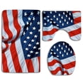 thumbnail image 1 of PUDMAD Flag United States 3 Piece Bathroom Rugs Set Bath Rug Contour Mat and Toilet Lid Cover, 1 of 2