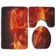 thumbnail image 1 of PUDMAD Flame Skull Stretch 3 Piece Bathroom Rugs Set Bath Rug Contour Mat and Toilet Lid Cover, 1 of 2