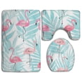 thumbnail image 1 of PUDMAD Flamingo 3 Piece Bathroom Rugs Set Bath Rug Contour Mat and Toilet Lid Cover, 1 of 2