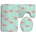 thumbnail image 1 of PUDMAD Flamingo 3 Piece Bathroom Rugs Set Bath Rug Contour Mat and Toilet Lid Cover, 1 of 2