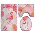 thumbnail image 1 of PUDMAD Flamingo Love Cute 3 Piece Bathroom Rugs Set Bath Rug Contour Mat and Toilet Lid Cover, 1 of 2