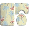 thumbnail image 1 of PUDMAD Flamingo Palm Trees 3 Piece Bathroom Rugs Set Bath Rug Contour Mat and Toilet Lid Cover, 1 of 2