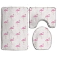 thumbnail image 1 of PUDMAD Flamingo Pink 3 Piece Bathroom Rugs Set Bath Rug Contour Mat and Toilet Lid Cover, 1 of 2
