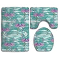 thumbnail image 1 of PUDMAD Flamingo Stripe 3 Piece Bathroom Rugs Set Bath Rug Contour Mat and Toilet Lid Cover, 1 of 2