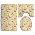 thumbnail image 1 of PUDMAD Flamingo Summer Palms Flower 3 Piece Bathroom Rugs Set Bath Rug Contour Mat and Toilet Lid Cover, 1 of 2