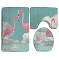 thumbnail image 1 of PUDMAD Flamingoes Cloud 3 Piece Bathroom Rugs Set Bath Rug Contour Mat and Toilet Lid Cover, 1 of 2