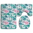 thumbnail image 1 of PUDMAD Flamingos Making A Teal 3 Piece Bathroom Rugs Set Bath Rug Contour Mat and Toilet Lid Cover, 1 of 2