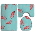 thumbnail image 1 of PUDMAD Flamingos in Blue 3 Piece Bathroom Rugs Set Bath Rug Contour Mat and Toilet Lid Cover, 1 of 2