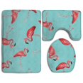 thumbnail image 1 of PUDMAD Flamingos in Blue 3 Piece Bathroom Rugs Set Bath Rug Contour Mat and Toilet Lid Cover, 1 of 2