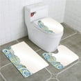 thumbnail image 1 of PUDMAD Floral Abstract Flower Curvy Swirled Branches and Leaves Ornamental 3 Piece Bathroom Rugs Set Bath Rug Contour Mat and Toilet Lid Cover, 1 of 2