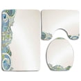 thumbnail image 1 of PUDMAD Floral Abstract Flower Curvy Swirled Branches and Leaves Ornamental Art 3 Piece Bathroom Rugs Set Bath Rug Contour Mat and Toilet Lid Cover, 1 of 2