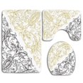 thumbnail image 1 of PUDMAD Floral Floral Arrangement Two Palette Flowers Curls Swirls Leaves Petals 3 Piece Bathroom Rugs Set Bath Rug Contour Mat and Toilet Lid Cover, 1 of 2