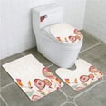 thumbnail image 1 of PUDMAD Floral Flower Petals Fractal Featured Buds on Polka Dots Backdrop Elegance 3 Piece Bathroom Rugs Set Bath Rug Contour Mat and Toilet Lid Cover, 1 of 2