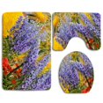 thumbnail image 1 of PUDMAD Floral Garden 3 Piece Bathroom Rugs Set Bath Rug Contour Mat and Toilet Lid Cover, 1 of 2