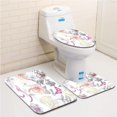 thumbnail image 1 of PUDMAD Floral Hibiscus Ornaments Moth Dragonfly Symbolic Transformation Creature 3 Piece Bathroom Rugs Set Bath Rug Contour Mat and Toilet Lid Cover, 1 of 2