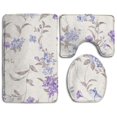 thumbnail image 1 of PUDMAD Floral Lavender 3 Piece Bathroom Rugs Set Bath Rug Contour Mat and Toilet Lid Cover, 1 of 2