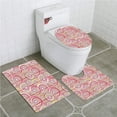 thumbnail image 1 of PUDMAD Floral Modern Retro Mix Abstract Sketchy Circles Swirls Tan 3 Piece Bathroom Rugs Set Bath Rug Contour Mat and Toilet Lid Cover, 1 of 2