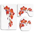 thumbnail image 1 of PUDMAD Floral Orchid Flower Branch Vivid Color Petals Blossom Botany Wild Blooms 3 Piece Bathroom Rugs Set Bath Rug Contour Mat and Toilet Lid Cover, 1 of 2