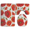 thumbnail image 1 of PUDMAD Floral Poppy Flowers 3 Piece Bathroom Rugs Set Bath Rug Contour Mat and Toilet Lid Cover, 1 of 2
