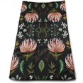 thumbnail image 1 of PUDMAD Floral Study Dark 3 Piece Bathroom Rugs Set Bath Rug Contour Mat and Toilet Lid Cover, 1 of 2