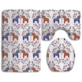 thumbnail image 1 of PUDMAD Floral Swedish Dala Horses 3 Piece Bathroom Rugs Set Bath Rug Contour Mat and Toilet Lid Cover, 1 of 2