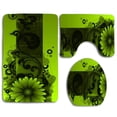 thumbnail image 1 of PUDMAD Floral Wave Green 3 Piece Bathroom Rugs Set Bath Rug Contour Mat and Toilet Lid Cover, 1 of 2