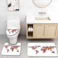 thumbnail image 1 of PUDMAD Floral World Map Bunch Flower Petals Essence Fragrance Garden Growth Theme Atlas 3 Piece Bathroom Rugs Set Bath Rug Contour Mat and Toilet Lid Cover, 1 of 2