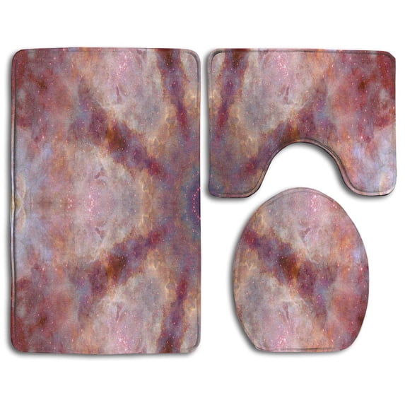 PUDMAD Flower 3 Piece Bathroom Rugs Set Bath Rug Contour Mat and Toilet Lid Cover