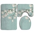 thumbnail image 1 of PUDMAD Flower 3 Piece Bathroom Rugs Set Bath Rug Contour Mat and Toilet Lid Cover, 1 of 2